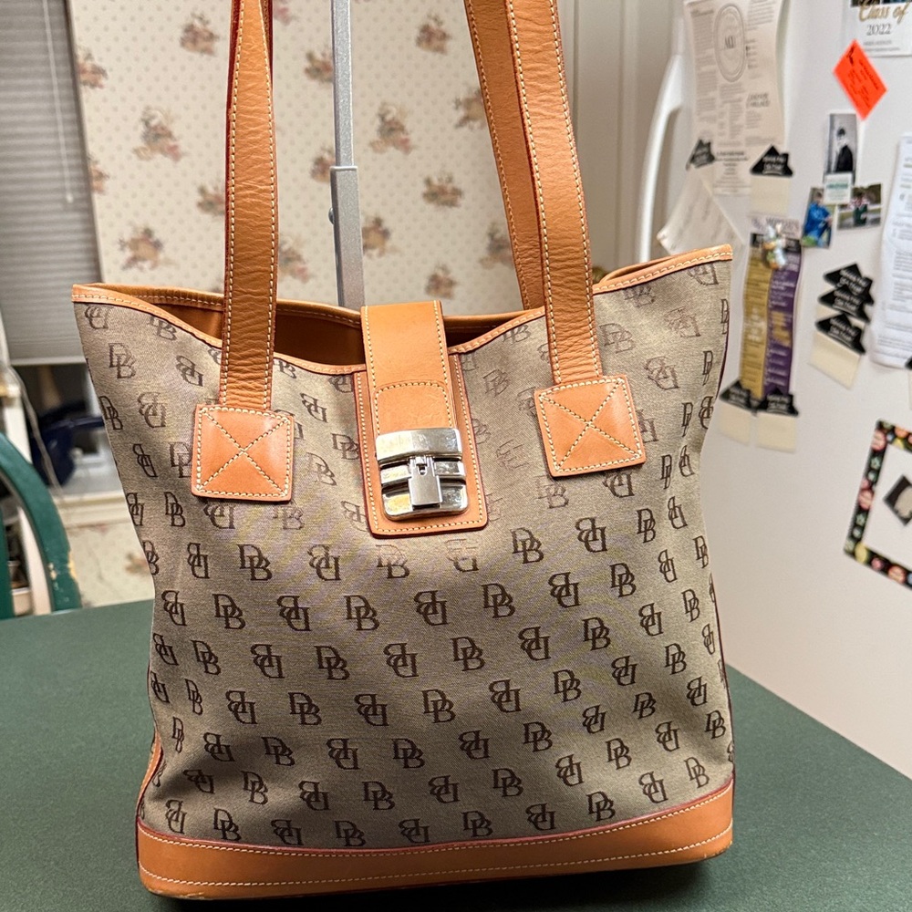Dooney & Bourke Tan and Brown Monogram Tote